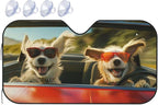 Windshield Sun Shade Dog Driving Car Funny Car Front Window Sunshade Cover for Truck SUV Blocks UV Rays Automotive Visor Interior Protector 55 x 30 inch