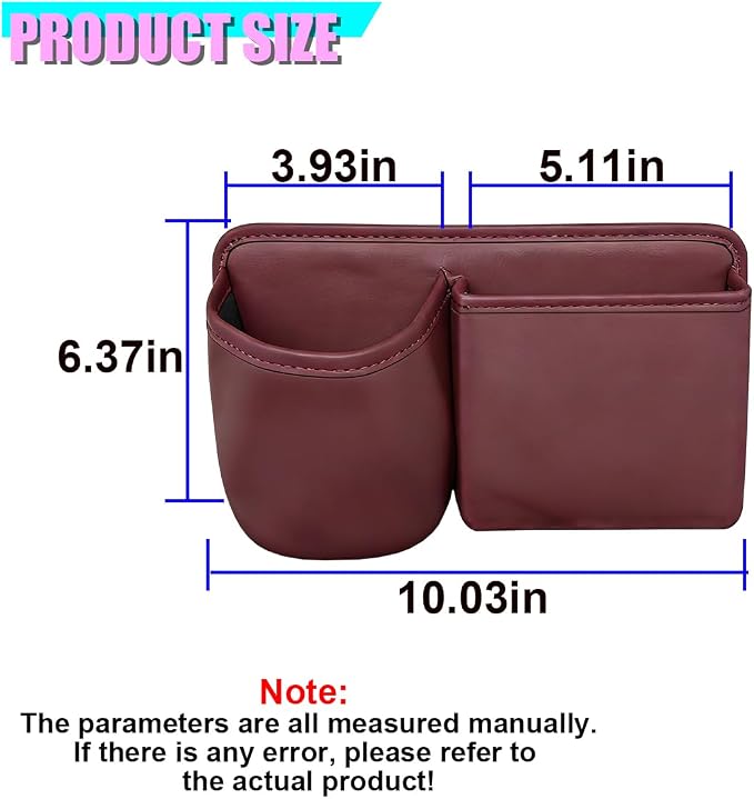 Car Side Door Organizer, Leather Auto Back Seat Storage Pouch with Cup Holder, Car Console Side Trash Can, Universal Vehicle Interior Organizer Pocket for Phone, Coin, Sunglasses (Red)