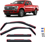 in-Channel Rain Guards for 2017-2026 F250 F350 F450 F550 Super Duty Crew Cab, Window Visor Shields Vent Deflector Shade Wind Dark Smoke 2018 2019 2020 2021, Tape-On Inside-Mount, 4PCS