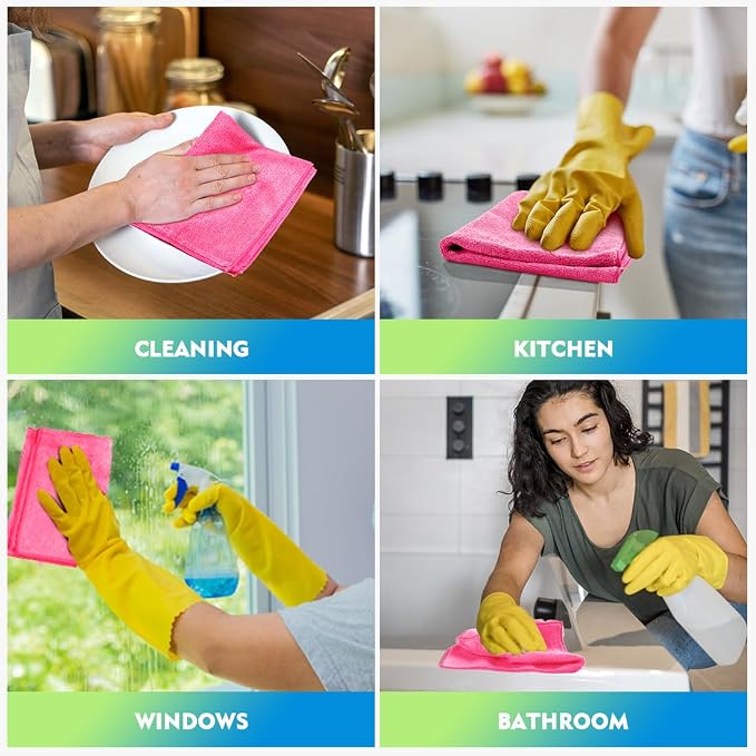 Microfiber Cleaning Cloth 20 Pack 11.5 x 11.5 Inch Microfiber Towels for Cars Ultra Absorbent Cleaning Rags Lint Free Cleaning Towels for Household Kitchen, Window Car Pink