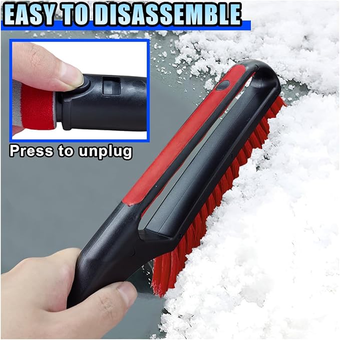 26.4" Ice Scraper and Snow Brush for Car Windshield, 2 in 1 Winter Detachable Window Deicer with Foam Grip, Snow and Ice Removal Tool Accessories for Car, SUV, Truck (Red)
