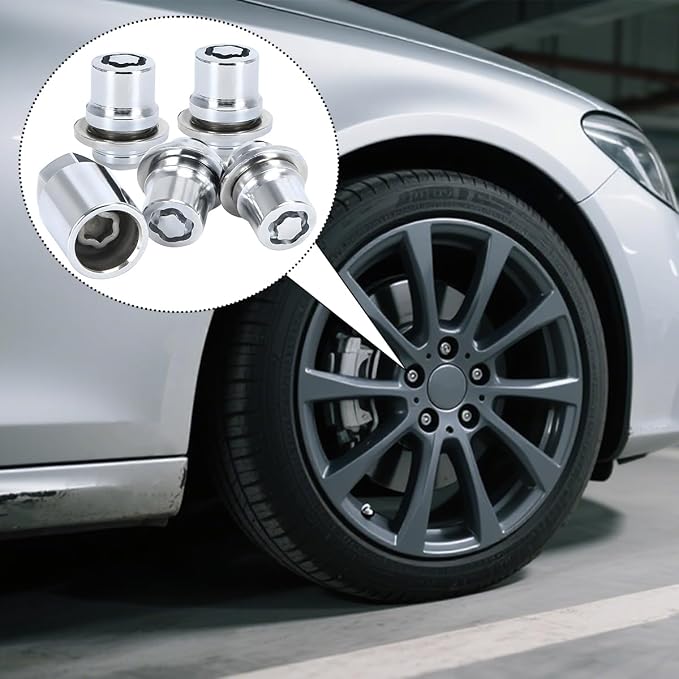 HZEL Car M12 x 1.5 Wheel Lock Lug Nut Set, Anti-Theft Chrome 4PCS Cone Seat Tire Locking Nut Kit with 1 Key, OEM#00276-00900 Automotive Replacement, Compatible with Celica ES330 ES350