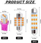 24PCS LED Interior Car Lights, T10 31mm 41mm Dome Bulb Kit, Purple | 194 168 2825 DE3175 578 sockets, alloy PCB, output for map trunk license tag, plug in, automotive accessories