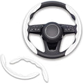 2pcs Universal Fit Carbon Fiber Steering Wheel Cover, Anti-Skid Steering Wheel Cover/Segmented Steering Wheel Protector/Car Interior Accessories (White)
