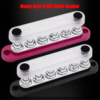 6 x M8 (5/16") Studs Power Distribution Block Bus Bar 12V, 5.9" HD 200A Marine BusBar Battery Distribution Block W/Cover for Car Boat Solar (Red & Black)