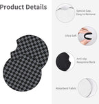 Checkered Gray Steering Wheel Cover Universal 15 Inch + 2 Car Coasters | neoprene Non-Slip Breathable Elasticity Universal for Car Truck SUV for Women Men