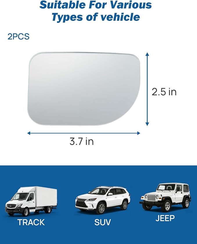 XLarge Blind Spot Mirror 2 Pack 3.7‘’×2.5‘’ HD Frameless Convex Glass for Wide Angle View and Safer Lane Changing Compatible with SUVs Trucks RVs Easy Stick On & Long Lasting Durability