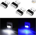 4 PCS USB LED Car Interior Atmosphere Lamp, Portable Mini LED Night Light, Plug-in USB Interface Trunk Ambient Lighting Kit, Universal Car Interior Accessories (White, Blue)