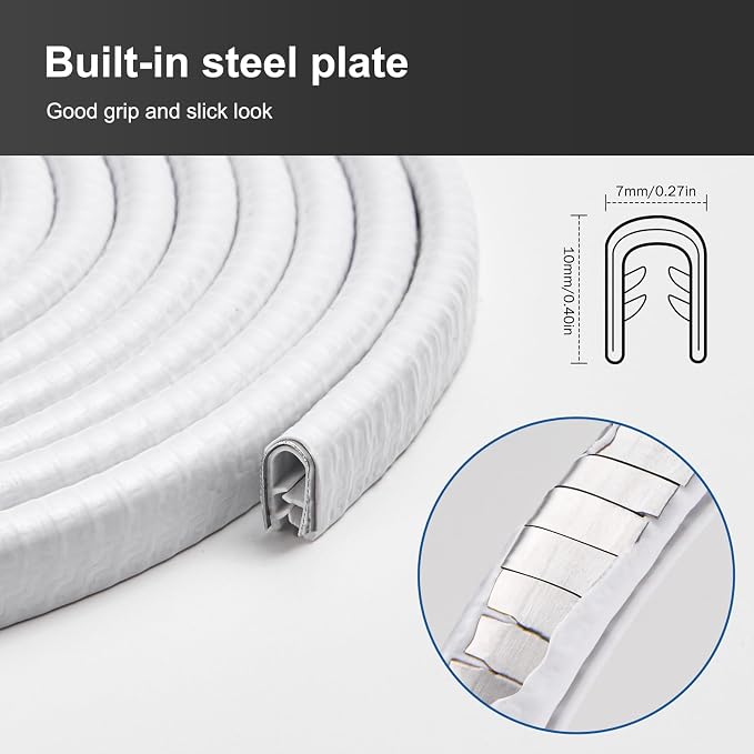 16Ft(5M) Automotive Door Entry Guard U Shape Car Door Trim Protector for Most Car, White