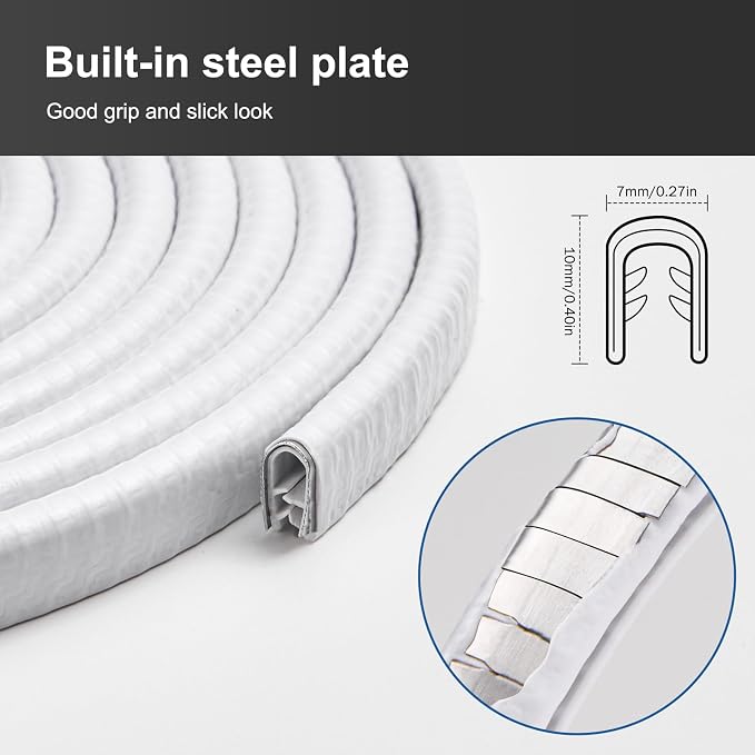 32Ft(10M) Universal Rubber U Shape Edge Trim Car Door Protector Edge Guards Rubber Seal Protector for Most Car Rucks SUV Installation, No Glue Required, White