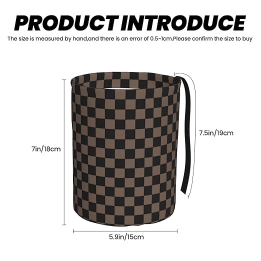 Car Trash Can Set with 2 Cup Coasters, Chessboard Brown Waterproof Hanging | 3-in-1 Set: Hanging Car Trash Bag + 2 Cup Coasters. Chessboard Brown, Waterproof & Leakproof, Universal Fit
