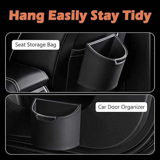 Leakproof Car Trash Can,Mini Car Trash Bin for SUV and Truck,Small Removable Liner Garbage Can,Waterproof Automotive Trash Can for Vehicle,Home,Office,Multipurpose,Easy to Clean (White)
