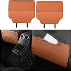 2PCS Car Kick Mat, Anti-Scratch Waterproof Anti-Slip Vehicle Back Seat Protector with Storage Pockets, Automotive Interior Seat Back Covers, Universal for SUV RV Truck (Red Brown)