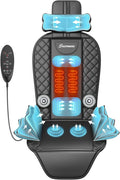 Back Massager with Heat & Traction & Vibration, Seat Massager Pad for Pain Relief Deep Tissue, Lumbar Traction, PU Leather, Foldable, for 5’ to 6’1”, Massage Chair Pad for Office Home
