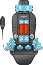 Back Massager with Heat & Traction & Vibration, Seat Massager Pad for Pain Relief Deep Tissue, Lumbar Traction, PU Leather, Foldable, for 5’ to 6’1”, Massage Chair Pad for Office Home