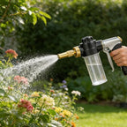 High-Pressure Hose Nozzle Gun with 100cc Soap Dispenser, Metal Car Wash Sprayer for Car Cleaning, Solar Panel/Wall/Window Washing & Garden Watering (Foam Gun A)