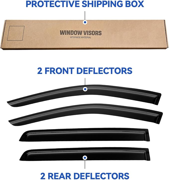 Window Visors Rain Guards for 2001-2006 Hyundai Santa Fe, Out-Channel Window Vent Wind Deflectors Visors Shades for 01-06 Santa Fe