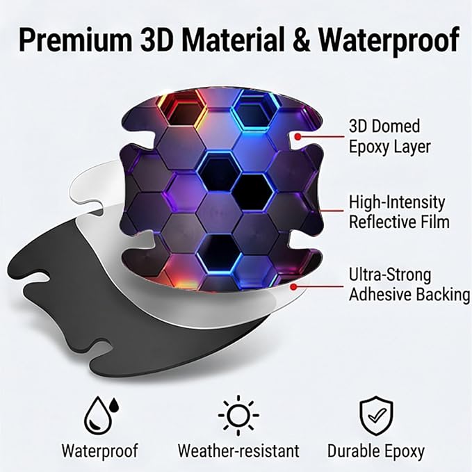 3D Texture Car Door Handle Protector ，Anti-Scratch Waterproof Paint Protection Film, Car Door Bowl Guard Sticker，Universal Vehicle Exterior Decoration Accessories (Purple - A)