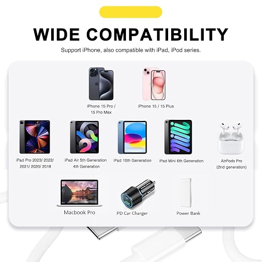 Car Carplay USB A to USB C Cable for iPhone 16E 17 16 iPhone 15 Pro Max 16E 15 Chargers, iPhone 15 Carplay Cable i Phone 15 Pro Plus, AirPods 4,AirPods Pro 3 2nd/3rd, iPad 13 10th Air 5 Mini 6th 3FT
