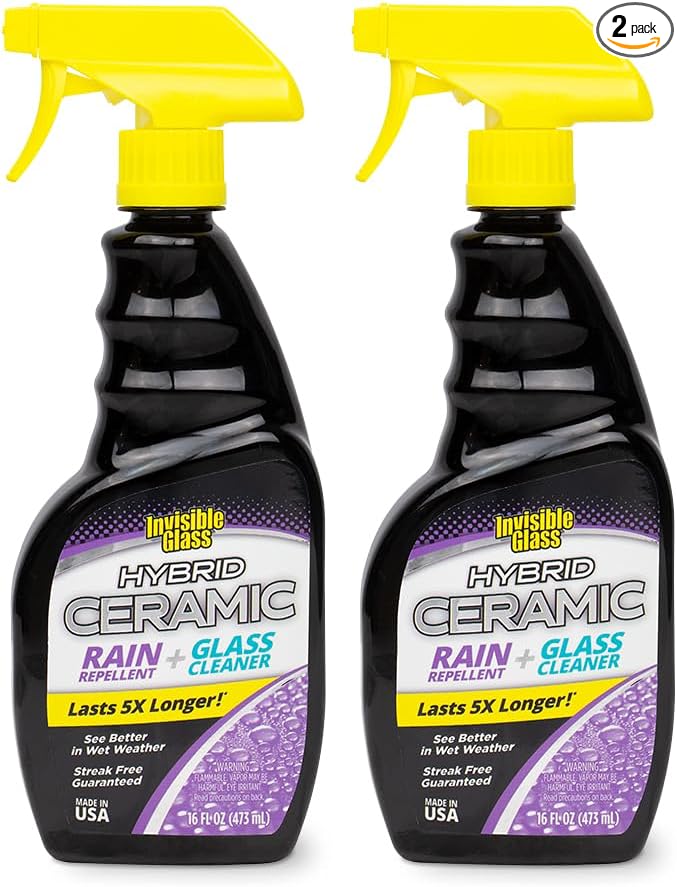92183-2PK Hybrid Ceramic Rain Repellent and Glass Cleaner – Cleans & Protects Car Windows and Windshields with Long-Lasting Water-Repellent Si02 Technology – 16 fl oz (Pack of 2)