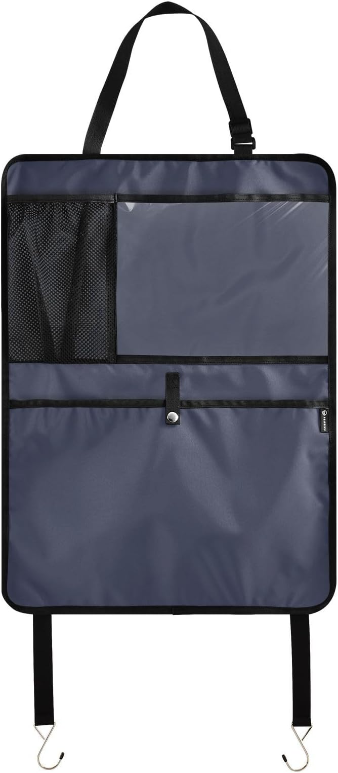 Navy Blue Car Seat Organizer for Kids Backseat Kick Mat with Adjustable Strap Seat Back Covers for SUV Vehicle Cars 2 Pcs