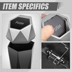 Car Trash Can with Lid, Compact 3" Garbage Bins Bottle Holder, 0.5L Capacity Car Interior Storage Organizer Container for Home Office, Silver
