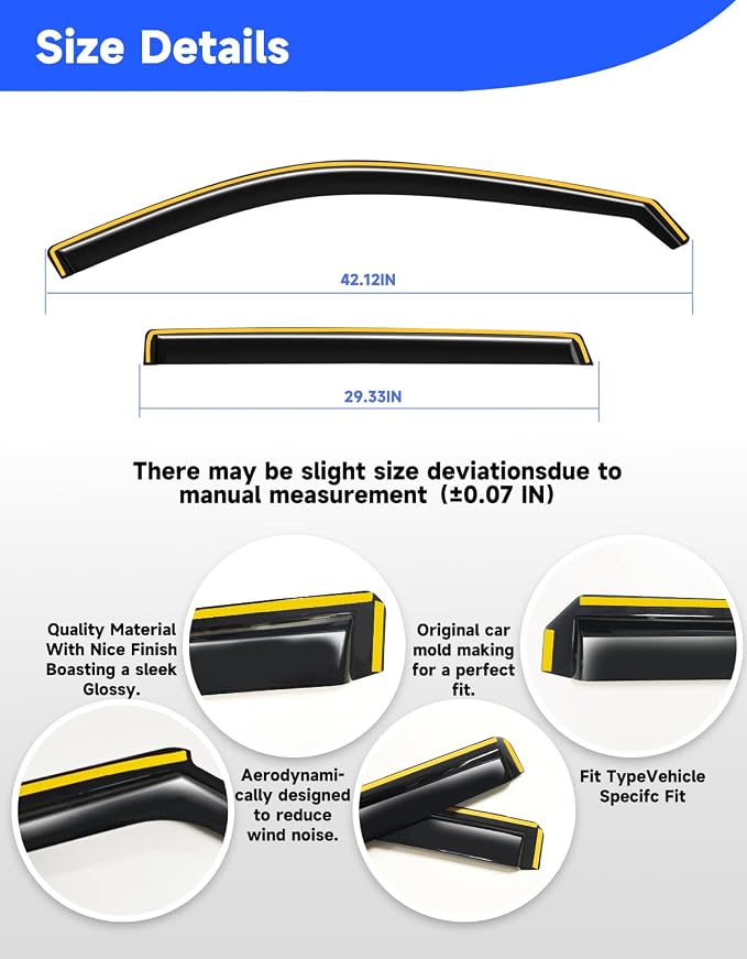 in-Channel Window Rain Guards Fit for Honda CR-V CRV 2023 2024 2025 2026, Extra Durable Rain Guards Visors Vent Visors Window Deflector Vent Shades Car Accessories -4 pcs