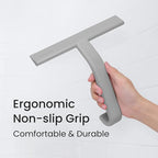 JustHang Shower Squeegee for Glass Doors, All-One-Piece Award-Winning Silicone Squeegee with Built-in Hook for Bathroom, Window, Mirror, Tile Wall, Car, Streak-Free Cleaner Tool,10-Inch Gray