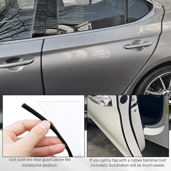 Car Door Edge Guards, Car Door Protector, 16Ft Rubber Seal Protector U Shape Edge Trim, Anti-Collision Auto Door Entry Guard Protective Strip Universal for Most Vehicles (Black, 5M)