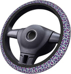 Animal Leopard Print Pink Black Steering Wheel Cover Car Accessories Cute for Women Girls Girly Universal 15 Inch Neoprene Auto Interior Decor Anti Slip Car Truck Protector