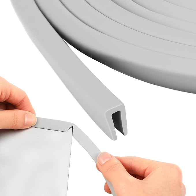 Rubber Edge Trim 1/8" U Channel Sheet Metal Edge Protector Door Seal Strip Guard Weather Resistance Fits for Car Doors Steel Plates Glass Hatches Table Corners (10 Feet Long, Grey)