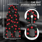 Cute Cherry Car Seat Back Storage Headrest Hooks for Purses & Bags – 2PCS PU Leather Dual Metal Hooks, Backseat Organizer Accessories