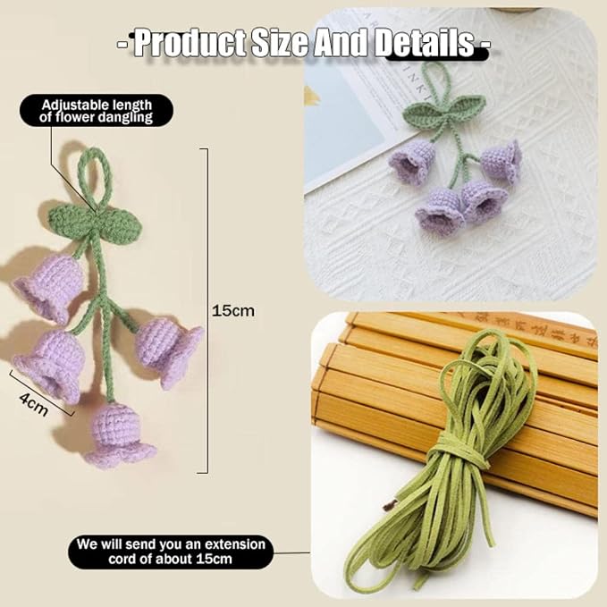 Handmade Knitted Rear View Mirror Pendant Ornament, Cute Car Accessories Aesthetic, Kawaii Car Decor for Home Decorative Pendants