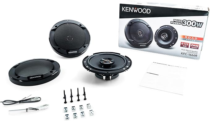 KFC-1666R Road Series Car Speakers (Pair) - 6.5" 2-Way Car Coaxial Speakers, 300W, 4-Ohm Impedance, Cloth Woofer & Balanced Dome Tweeter, Heavy Duty Magnet Design
