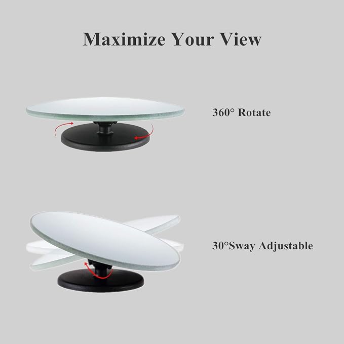 2 pcs Blind Spot Mirrors, 2" Round HD Glass Convex 360° Wide Angle Side Rear View Mirror with ABS Housing for Cars SUV and Trucks, Chrome, Pack of 2