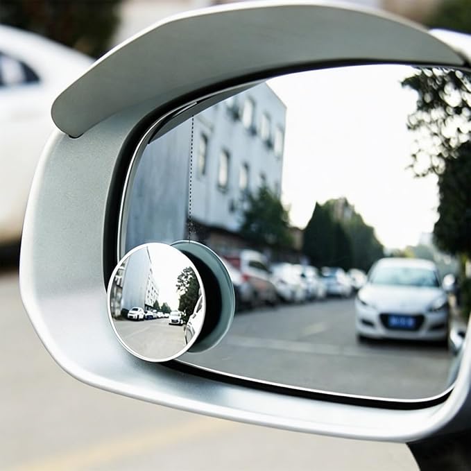 2PCS Car Blind Spot Mirror, Wide Angle HD Glass Round Convex Frameless Side Blindspot Mirror with Adjustable Stick, Auto Exterior Rear View Accessories for Wide Angle, Universal Fit