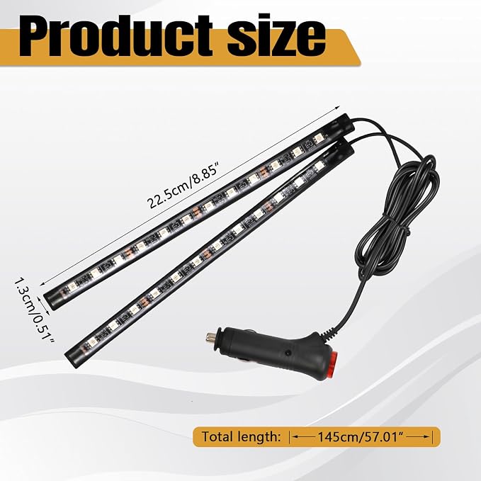 Car LED Strip Light, 12V 24 LED Vehicle Interior Atmosphere Lamps with Cigarette Lighter, Auto Under Dash Ambient Night Light, Universal Car Accessories (Blue, Cigarette Lighter)