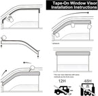 Tape-On Window Visors 4-Piece for 2007-2018 Jeep Patriot Sun Rain Guard Shield Shade Smoke 94359