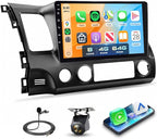 8Core 4+64G Car Stereo for Honda Civic 2006-2011 Wireless Carplay Android Auto,10.1 inch 1280 * 720P IPS Touch Screen Radio,Android15/GPS/5G WiFi/32EQ DSP/59UI/Bluetooth5.0/SWC/Backup Camera&Mic