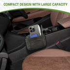 Car Seat Side Pocket Organizer, PU Leather Car Seat Gap Filler Bag, Car Seat Pocket Storage Bag for Phone, Keys, Sunglass, Wallet, Car Organizer Accessories for Seat, Door, Window (Black)
