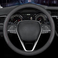Nappa Premium Leather car Steering Wheel Cover, Non-Slip, Breathable, Universal 15 inches,Black and red Blue line