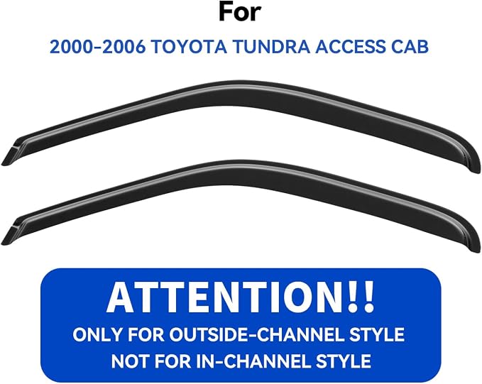 Window Visors Rain Guards for 2000-2006 Toyota Tundra Access Cab, Out-Channel Window Vent Wind Deflectors Visors Shades for 00-06 Tundra Regular Cab, for 2 Front Doors