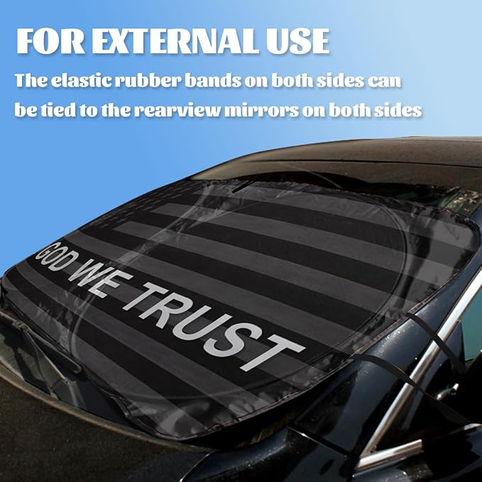 American Flag Car Window Sun Shield Black White Christian Patriot Faith Front Window Sun Shade Rays Sun Shade Visor Protector for Car Sedan Truck SUV Accessories 59" L x 31.5" W