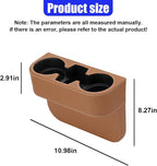 YoRise Car Cup Holder, PU Leather Automotive Cup Drink Holder, Car Seat Gap Filler Storage Box, Multifunctional Front Seat Organizer, Cell Mobile Phone Holder, Coin Bucket (Brown)
