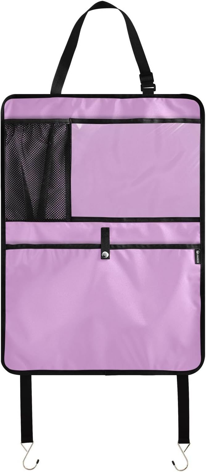 Medium Lavender Magenta Seat Back Organizer Kick Mats Backseat Protector, Car Seat Back Protectors For Vehicles