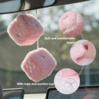 Fuzzy Plush Dice for Car Mirror, Pair of Retro 3” Light Pink Dice with White Dots for Car Interior Hanging Ornament Decoration (Light Pink)