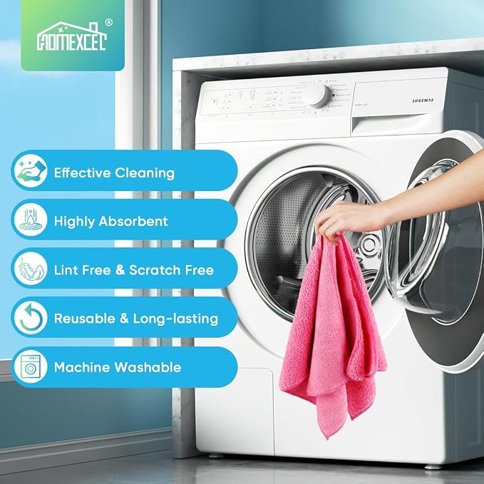 Pink Microfiber Cleaning Cloth, 12 Pack Premium Microfiber Towels for Cars, Lint Free, Scratch-Free, Highly Absorbent, Reusable Cleaning Rags for Car, Household, Kitchen, Window, 11.5"X11.5"
