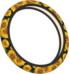 Sunflower Neoprene Steering Wheel Cover for Men Women Anti-Slip Elastic Steering Wheel Protective Cover 15in Universal Car Accessories Fit Cars, SUVs, Auto