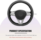 Car Steering Wheel Cover, Leather Breathable Ice Silk Auto Wheel Wrap with Anti-Slip Lining, Scratch-Resistant Elastic Protector Fit for 14.5-15 Inch Steering Wheels (Gray)