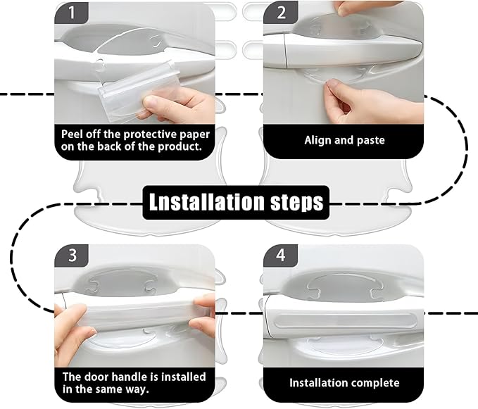 14 PCS Car Door Handle Scratch Protector, Transparent Car Door Cup Rear View Mirror Protector, Waterproof Bumper Trim Guard Sticker, Universal Auto Exterior Accessories Protection Film